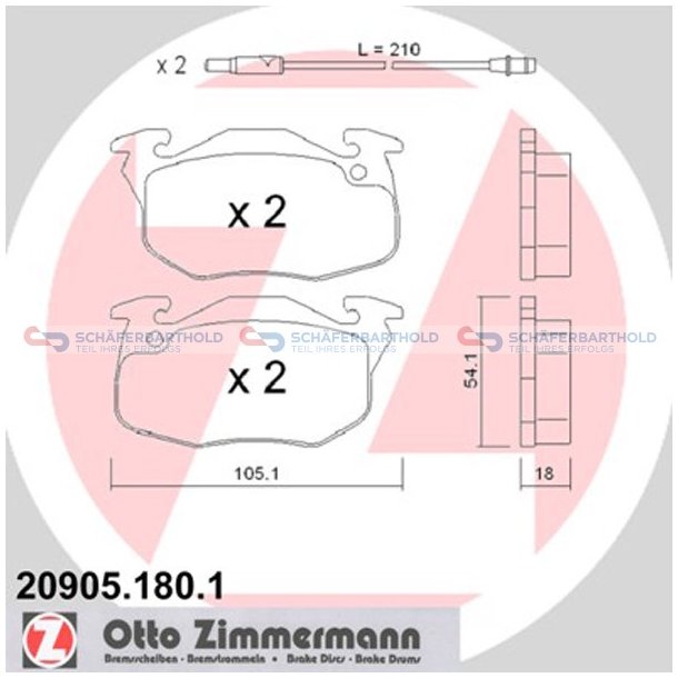 Bremseklodser 18mm|WVA:20905| ZIMMERMANN