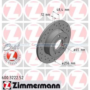 BremseskiveSport Bagaksel|Ø-256mm ZIMMERMANN