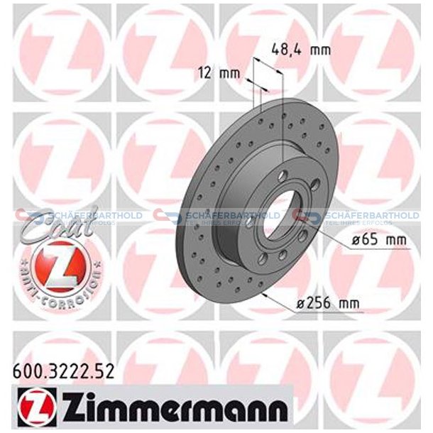 BremseskiveSport Bagaksel|-256mm ZIMMERMANN