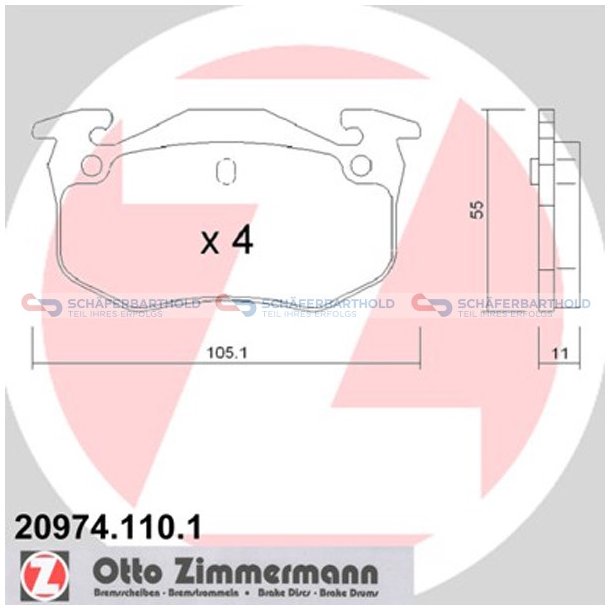 Bremseklodser 11mm|WVA:20974| ZIMMERMANN