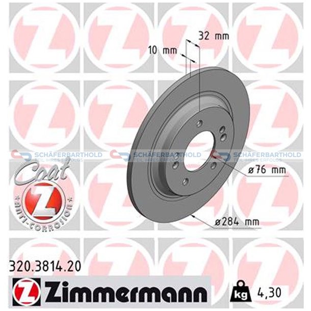 Bremseskive Bagaksel|-284mm ZIMMERMANN