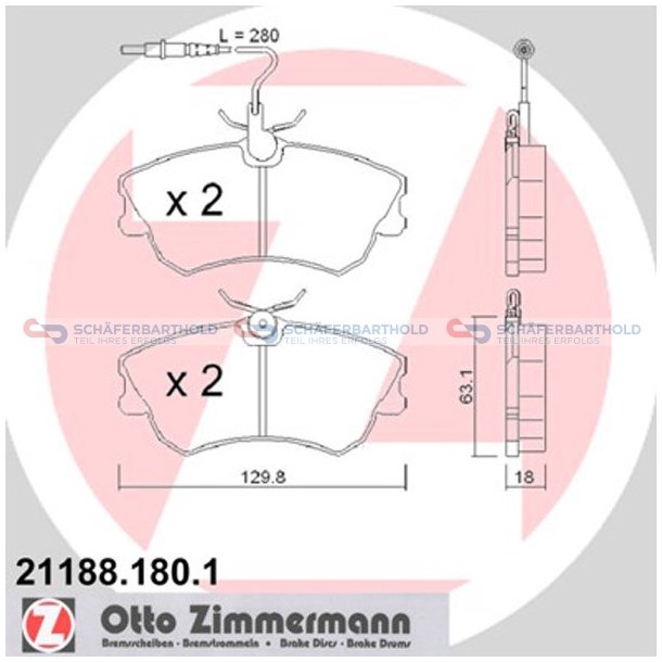 Bremseklodser 18mm|WVA:21188| ZIMMERMANN