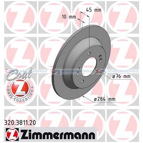 Bremseskive Bagaksel|-284mm ZIMMERMANN