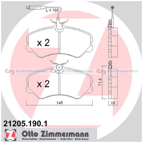 Bremseklodser 19mm|WVA:21205| ZIMMERMANN