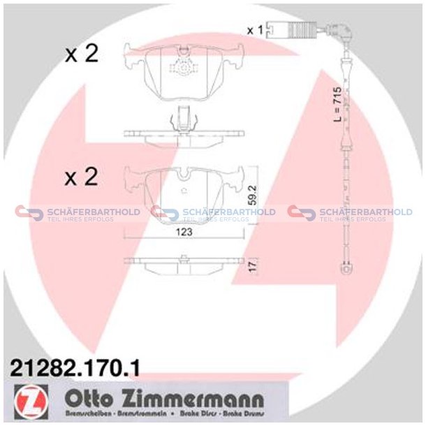 Bremseklodser 17mm|WVA:21282| ZIMMERMANN