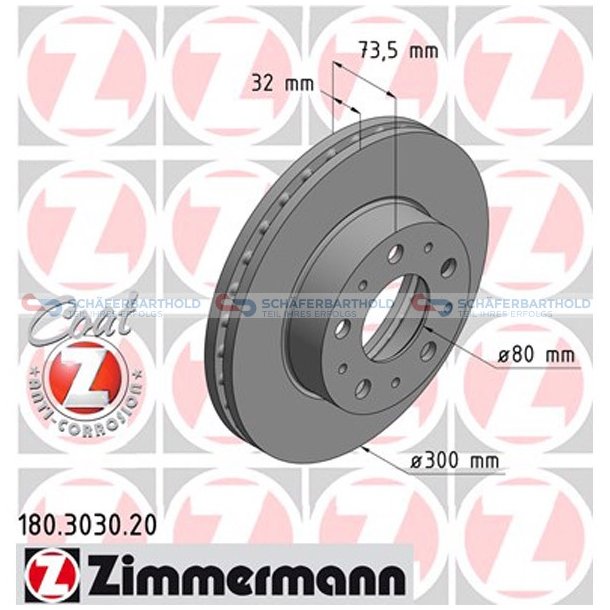 Bremseskive foraksel|-300mm ZIMMERMANN