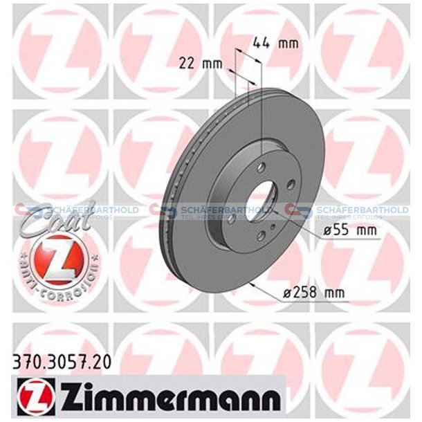 Bremseskive foraksel|-258mm ZIMMERMANN