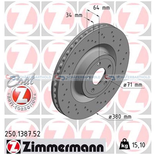 BremseskiveSport foraksel|-380mm ZIMMERMANN