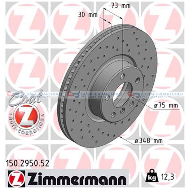 BremseskiveSport foraksel|-348mm ZIMMERMANN