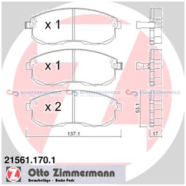 Bremseklodser 17mm|WVA:21561| ZIMMERMANN