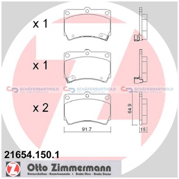 Bremseklodser 15mm|WVA:21654| ZIMMERMANN