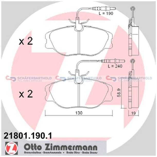 Bremseklodser 19mm|WVA:21801| ZIMMERMANN