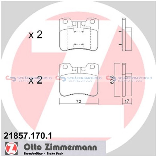 Bremseklodser 17mm|WVA:21857| ZIMMERMANN