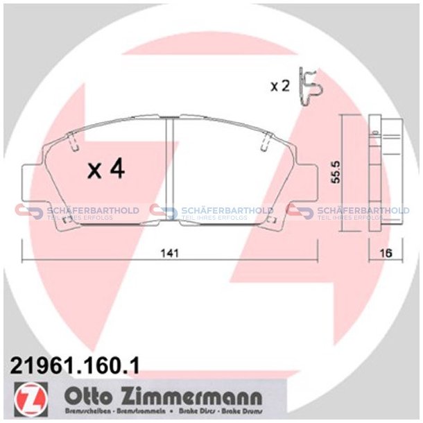 Bremseklodser 16mm|WVA:21961| ZIMMERMANN