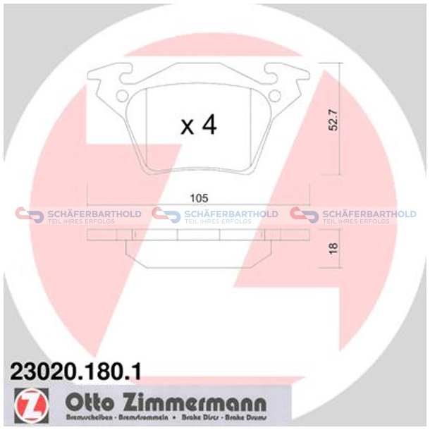 Bremseklodser 18mm|WVA:23020| ZIMMERMANN