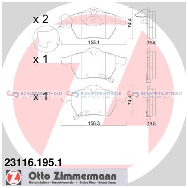 Bremseklodser 20mm|WVA:23116| ZIMMERMANN