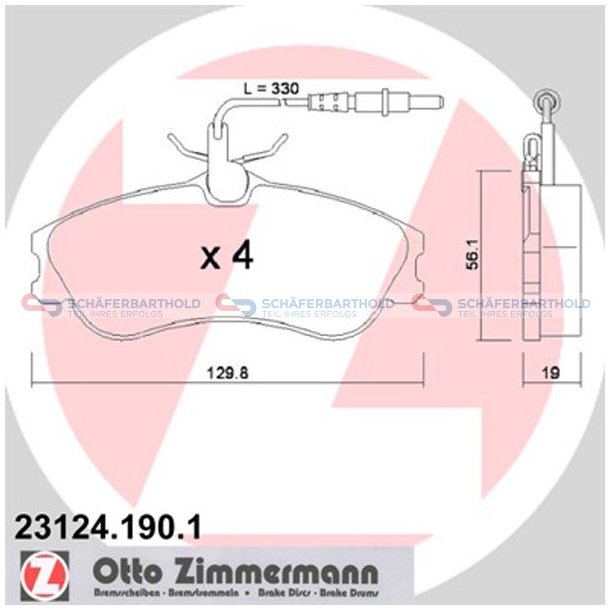 Bremseklodser 19mm|WVA:23124| ZIMMERMANN