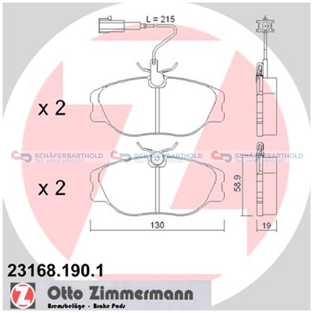 Bremseklodser 19mm|WVA:23168| ZIMMERMANN