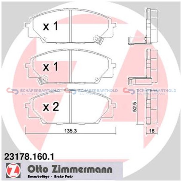 Bremseklodser 16mm|WVA:23178| ZIMMERMANN