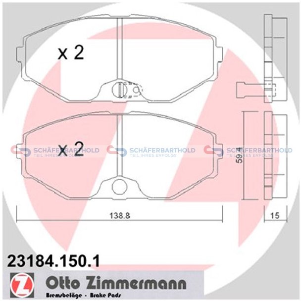 Bremseklodser 15mm|WVA:23184| ZIMMERMANN