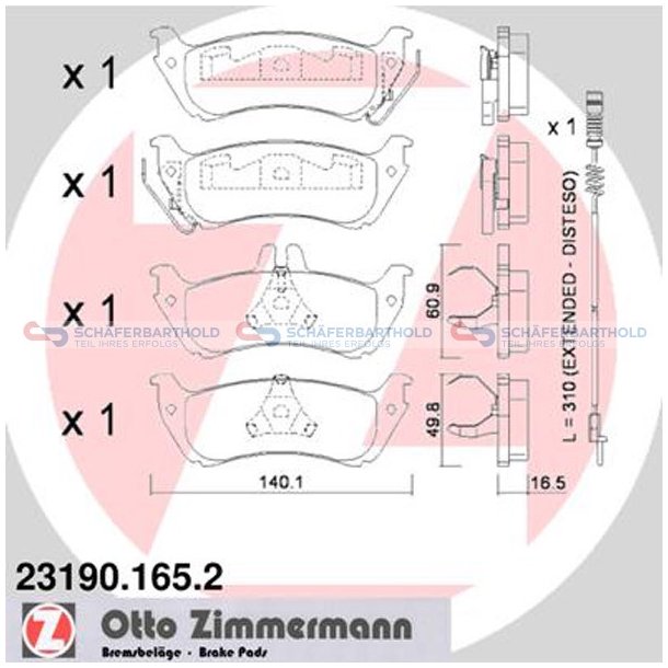 Bremseklodser 16mm|WVA:23190| ZIMMERMANN