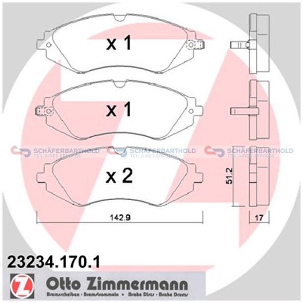 Bremseklodser 17mm|WVA:23234| ZIMMERMANN