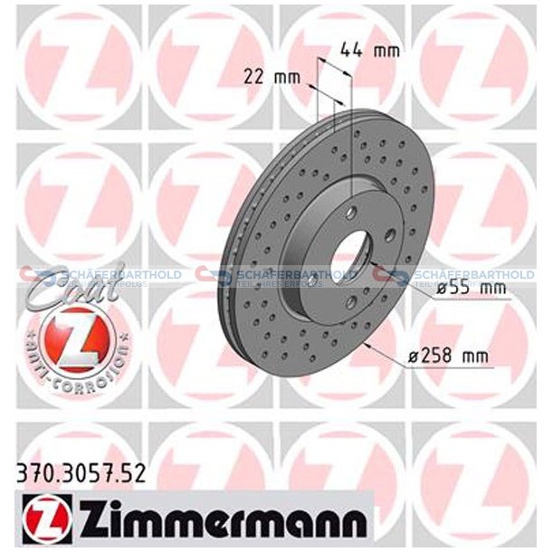 BremseskiveSport foraksel|-258mm|60872 ZIMMERMANN