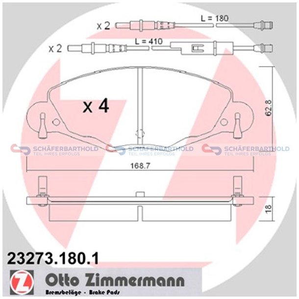 Bremseklodser 18mm|WVA:23273| ZIMMERMANN