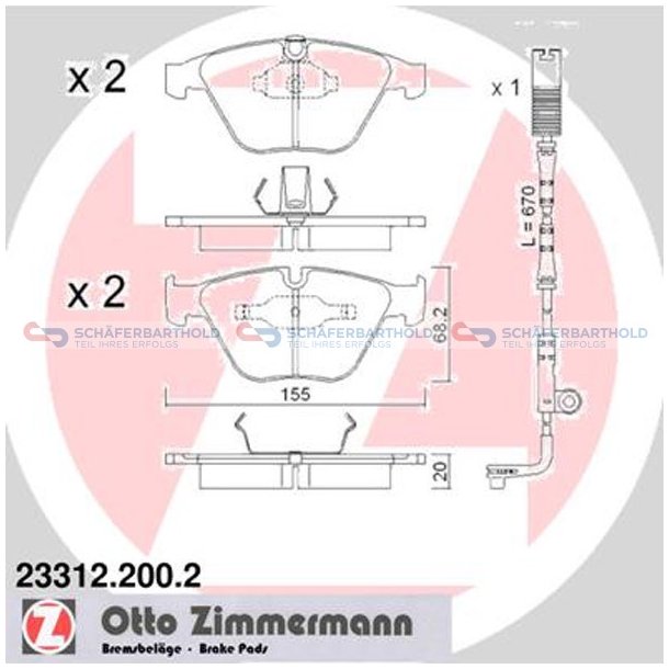 Bremseklodser 20mm|WVA:23312| ZIMMERMANN