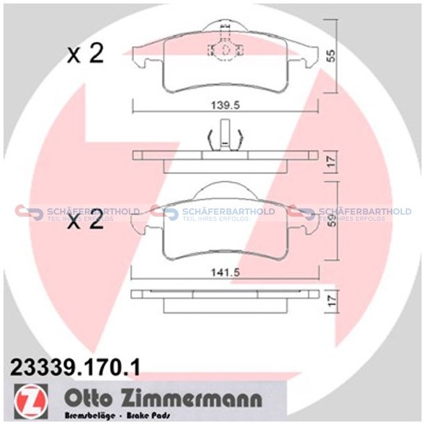 Bremseklodser 17mm|WVA:23339| ZIMMERMANN