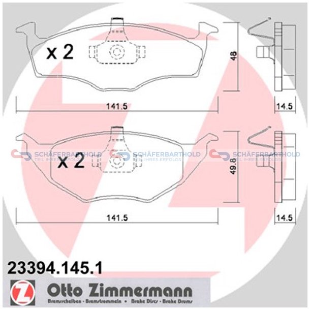 Bremseklodser 14mm|WVA:23394| ZIMMERMANN