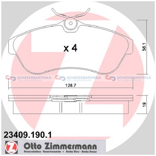 Bremseklodser 19mm|WVA:23409| ZIMMERMANN