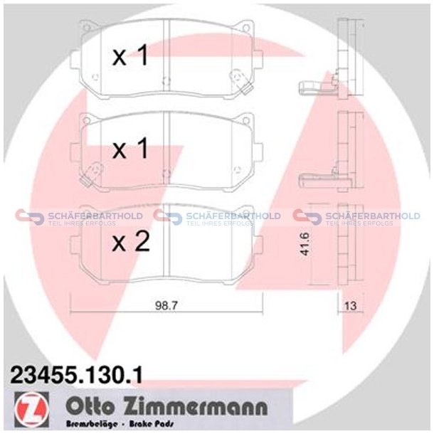 Bremseklodser 13mm|WVA:23455| ZIMMERMANN