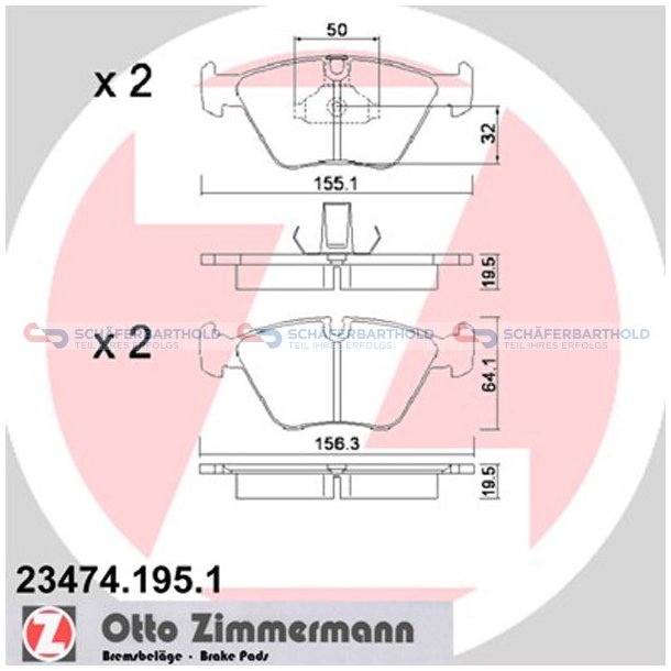 Bremseklodser 20mm|WVA:23474| ZIMMERMANN