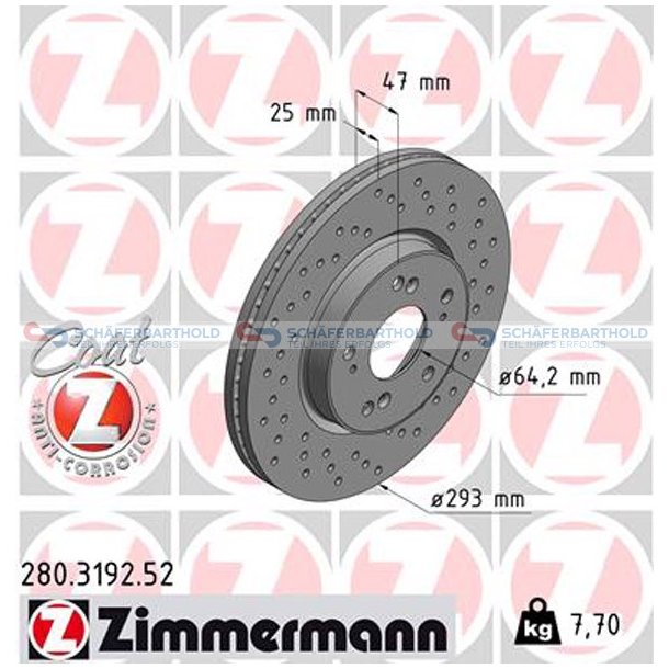 Bremseskive foraksel|-293mm ZIMMERMANN