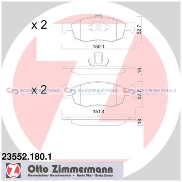 Bremseklodser 18mm|WVA:23552| ZIMMERMANN