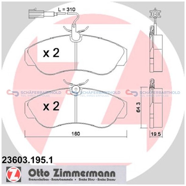 Bremseklodser 20mm|WVA:23603| ZIMMERMANN