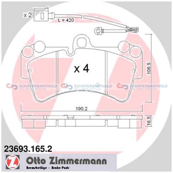 Bremseklodser 16mm|WVA:23693| ZIMMERMANN