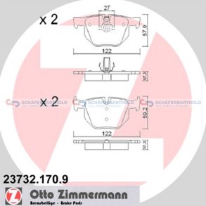 Bremseklodser pb:z Bag|17mm|WVA:23732 ZIMMERMANN