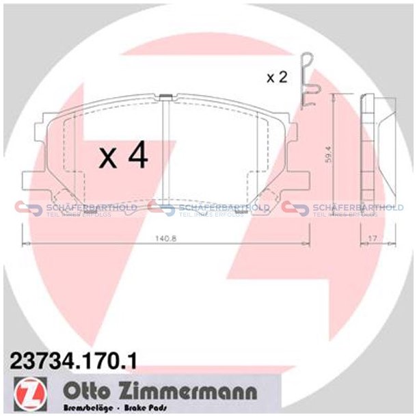 Bremseklodser 17mm|WVA:23734| ZIMMERMANN