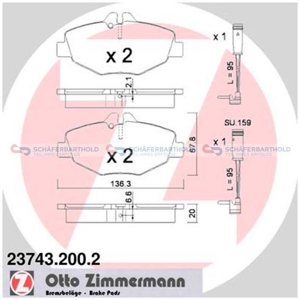 Bremseklodser 20mm|WVA:23743| ZIMMERMANN