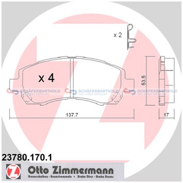 Bremseklodser 17mm|WVA:23780| ZIMMERMANN