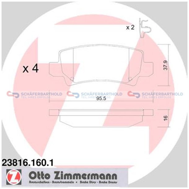 Bremseklodser 16mm|WVA:23816| ZIMMERMANN