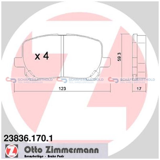 Bremseklodser 17mm|WVA:23836| ZIMMERMANN