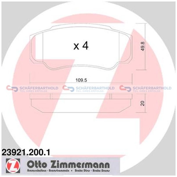 Bremseklodser 20mm|WVA:23921| ZIMMERMANN