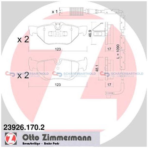 Bremseklodser 17mm|WVA:23926| ZIMMERMANN