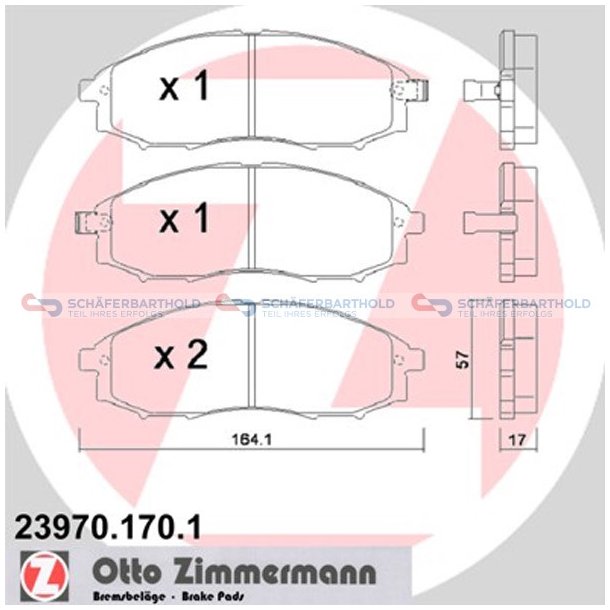 Bremseklodser 17mm|WVA:23970| ZIMMERMANN