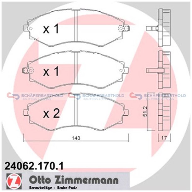 Bremseklodser 17mm|WVA:24062| ZIMMERMANN