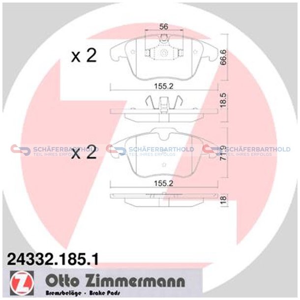 Bremseklodser 18mm|WVA:24332| ZIMMERMANN