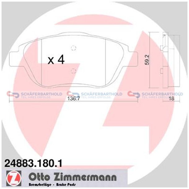 Bremseklodser 18mm|WVA:24883| ZIMMERMANN